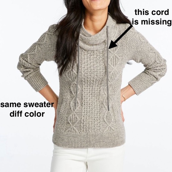 LLBean Sig Navy Marled Kangaroo pocket sweater sz M - Picture 5 of 8